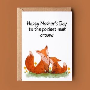 Tarjeta del Día de las Madres Felices - Tarjeta divertida del Día de las Madres - Tarjeta de felicitación para mamá - Tarjeta linda Fox Pun - Tarjeta de felicitación hecha a mano - Tarjeta Fox Lover