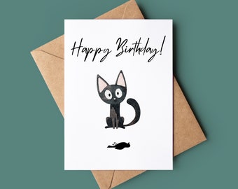 Funny Cat Present Happy Birthday Card - Naughty Cat Birthday Card - Funny Cat Greetings Card - Cat Lover Card - Card From The Cat