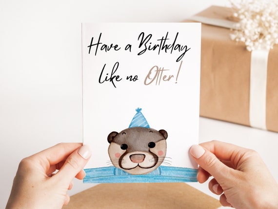 Old English Co. Geburtstagskarte „Happy Birthday To A Daughter Like No Otter!“ – Niedliche Otter-Design-Karte, 150 X 150 Mm, Mit Umschlag
