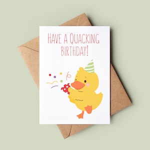 Cartão de aniversário de pato engraçado - Cartão de saudações de trocadilho de pato - Cartão de aniversário personalizado - Cartão de aniversário infantil - Cartão de aniversário para criança - Cartão de pato