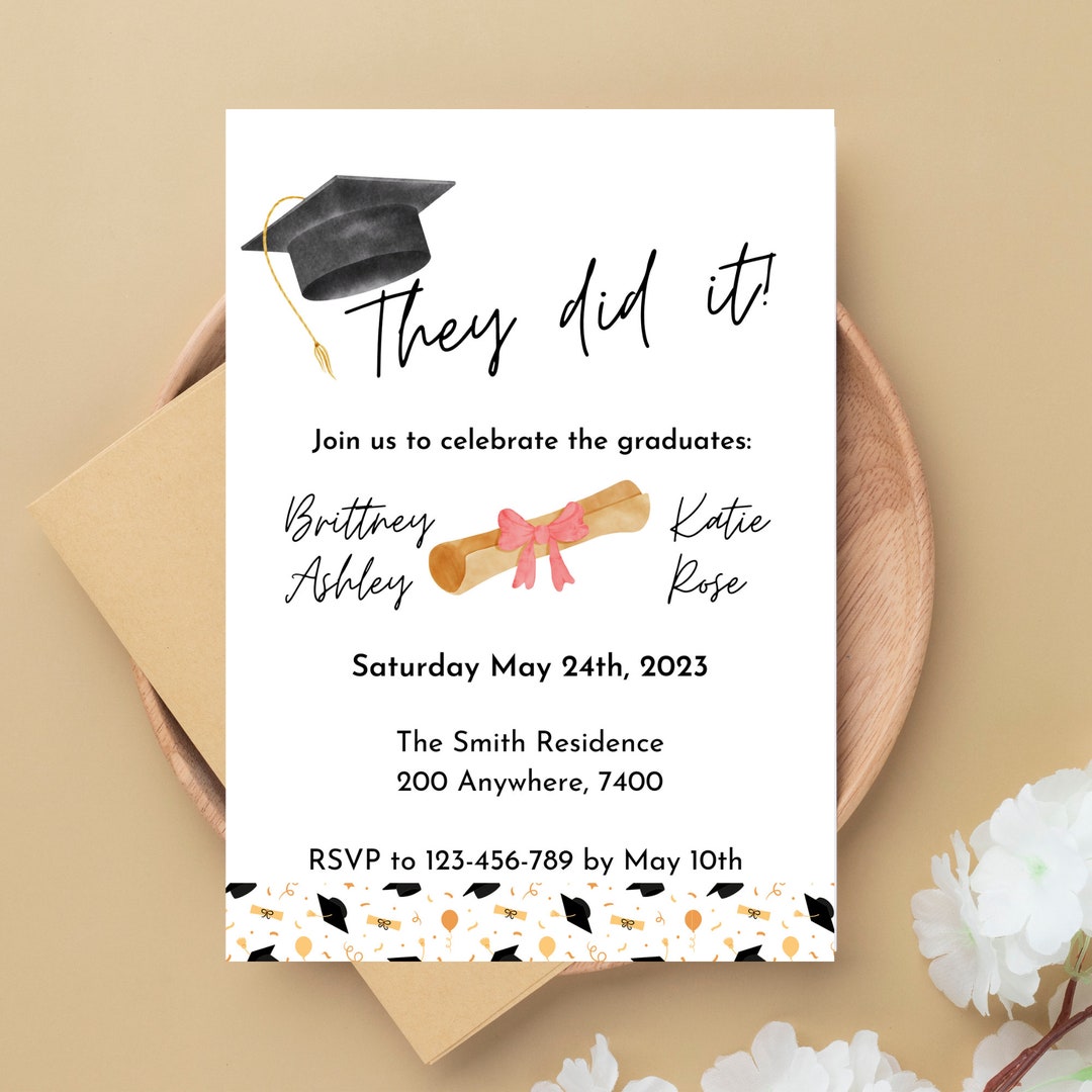 Joint Graduation Party Invitation Joint Graduation Celebration Etsy