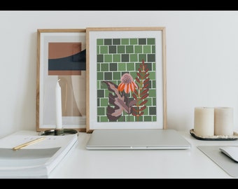 Digital print by young artist "Bathroom foliage scene”