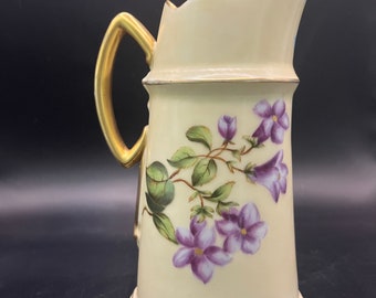 Lovely Floral and Gold Pitcher from Limoges