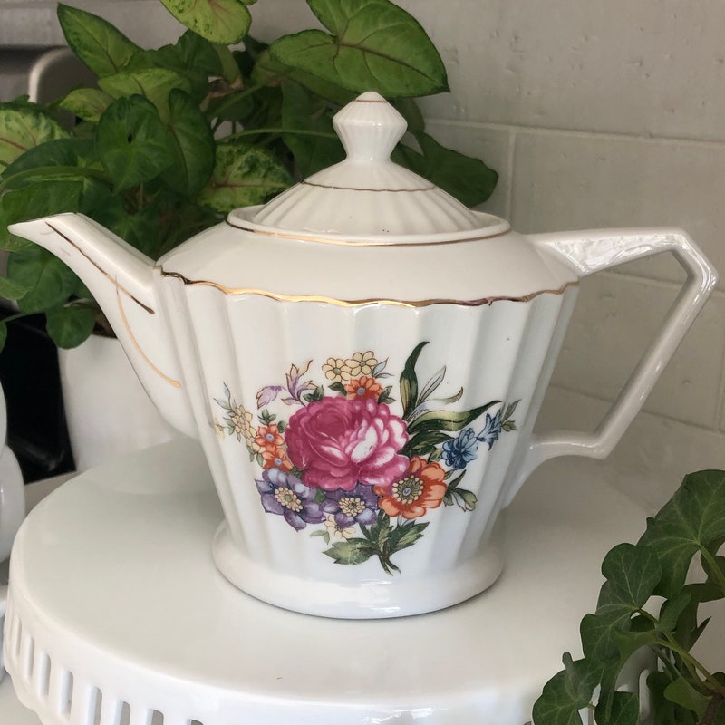 Gold Trim Teapot - Etsy