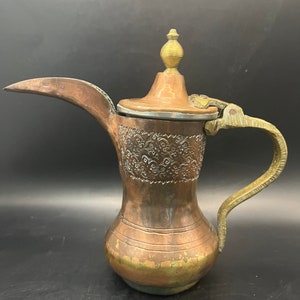 Copper and Brass Middle Eastern Dallah Coffee Pot.