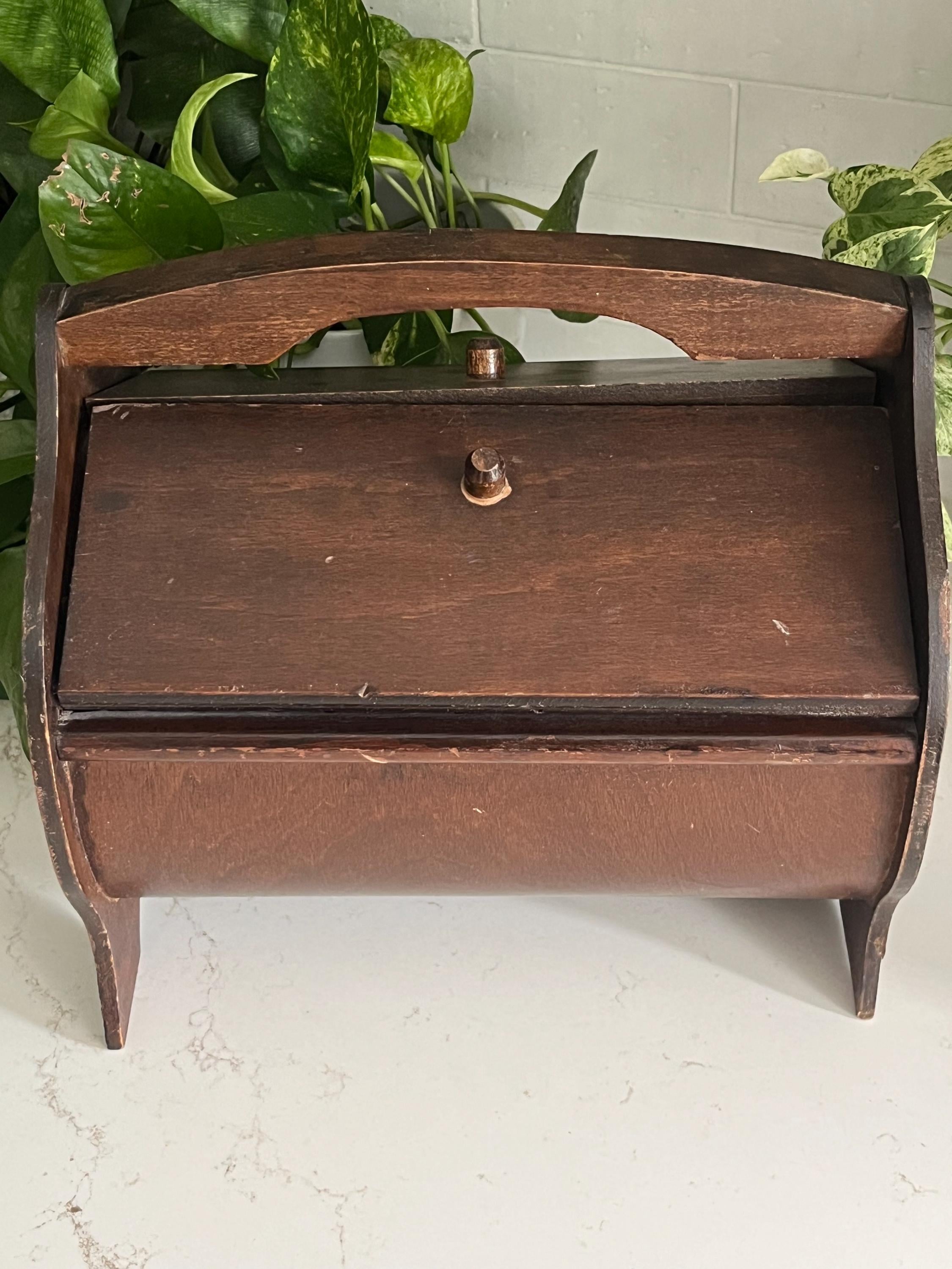 Vintage Round Bottom Two Door Sewing Box - Etsy