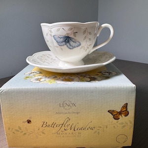 NEW Lenox Butterfly Meadow Monarch Tea Cup and Saucer Set Fine China Porcelain