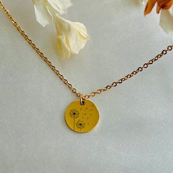 Personalized Custom Dandelion Flower Necklace | Stainless Steel Minimalist Jewelry