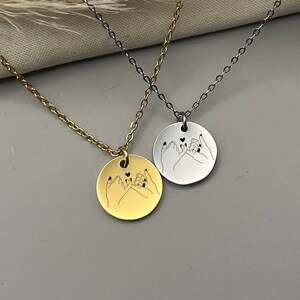 Customizable Pinky Promise Friendship Necklace in Stainless Steel - Gold, Rose Gold, Silver