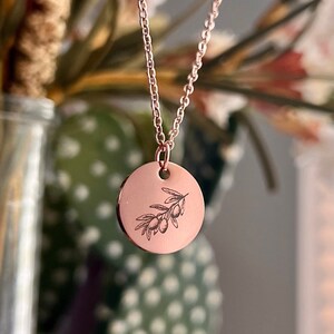 Personalized Olive Branch Necklace - Custom Delicate Floral Pendant with Symbolic Meaning