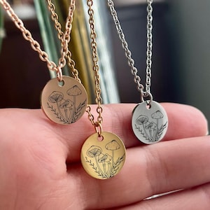 Personalized Magic Mushroom Necklace - Stainless Steel Minimalist Jewelry for Astrology Lovers