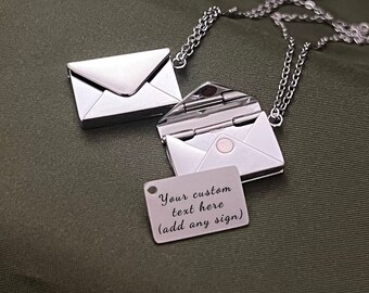 Personalized Envelope Locket Necklace - Custom Message Pendant - Meaningful Gift - Best Seller Christmas Gift - Valentine’s Day Necklace