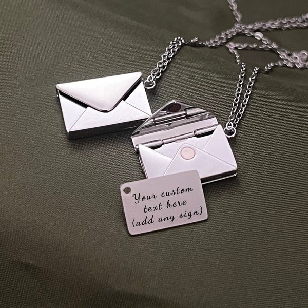 Personalized Envelope Locket Necklace - Custom Message Pendant - Meaningful Gift - Best Seller Christmas Gift - Valentine’s Day Necklace