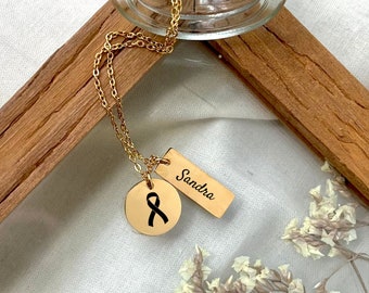 Personalized Breast Cancer Support Necklace - Customizable Friends Stainless Steel Waterproof  Necklace Gift