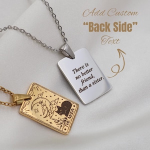Collier de cartes de tarot personnalisé Le soleil et la lune - Plaqué or 18 carats, argent et or rose - IMPERMÉABLE