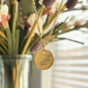 Personalized Olive Branch Necklace - Custom Delicate Floral Pendant with Symbolic Meaning