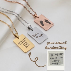 Collar personalizado con escritura a mano / Collar de acero inoxidable con grabado personalizado / Collar impermeable para uso diario