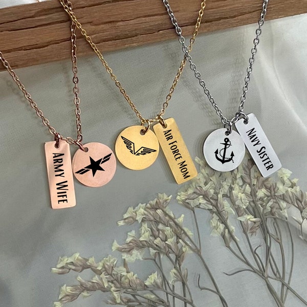 Custom Deployment Necklace for Long Distance Love - Personalized Military Spouse Jewelry - 18K Gold plated WATERPROOF