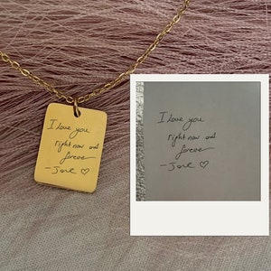 Personalized Handwriting Necklace Custom Engraved Stainless Steel Necklace Waterproof Everyday Necklace image 1