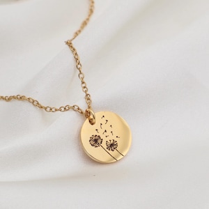Personalized Custom Dandelion Flower Necklace | Stainless Steel Minimalist Jewelry