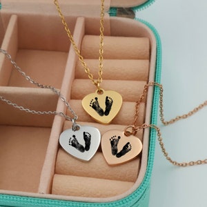 Actual Footprint Necklace in Silver Rose gold and Gold • Personalized Foot print Necklace • Grandma&#39;s Necklace • Christmas Gift for Mom