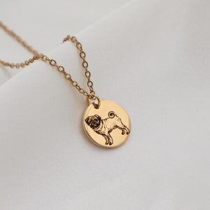 Gepersonaliseerde pug-ketting - aangepaste Dog Mama-sieraden - goud, zilver, roségoud