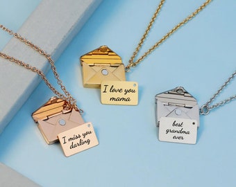 Personalized Envelope Locket Necklace - Custom Message Pendant - Meaningful Gift - Best Seller Christmas Gift - Mother necklace