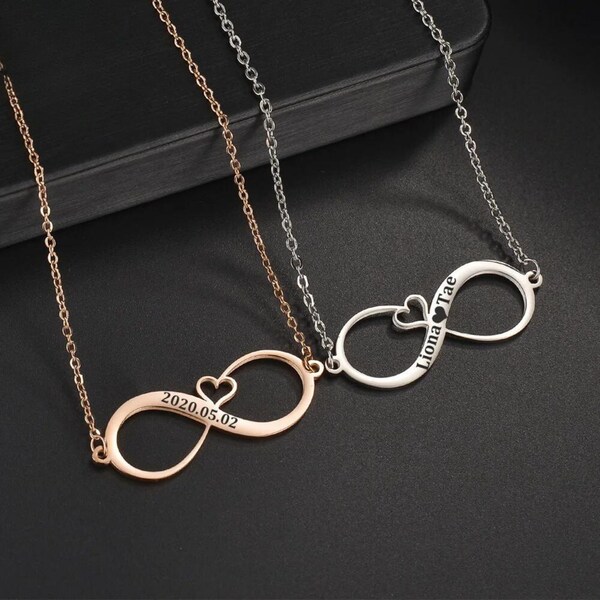 Custom Minimalist Infinity Necklaces for Mother - Stainless Steel Waterproof Engraved Necklace