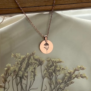 Custom Chrysanthemum November Birth Flower Necklace - Personalized Birthday Gift - Gold Silver Rose Gold Options