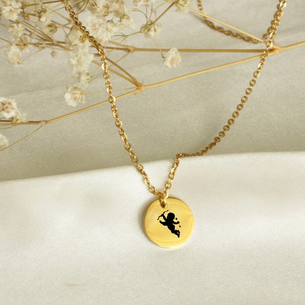 Collier personnalisable de style vintage avec figurine du dieu Eros - Cadeau romantique personnalisé