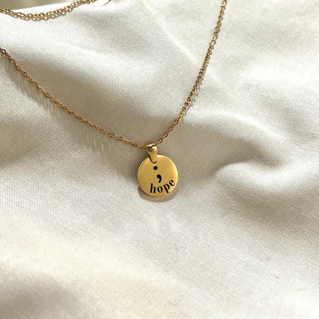 Personalized Semicolon Hope Necklace - Meaningful Grandma & Mother ...