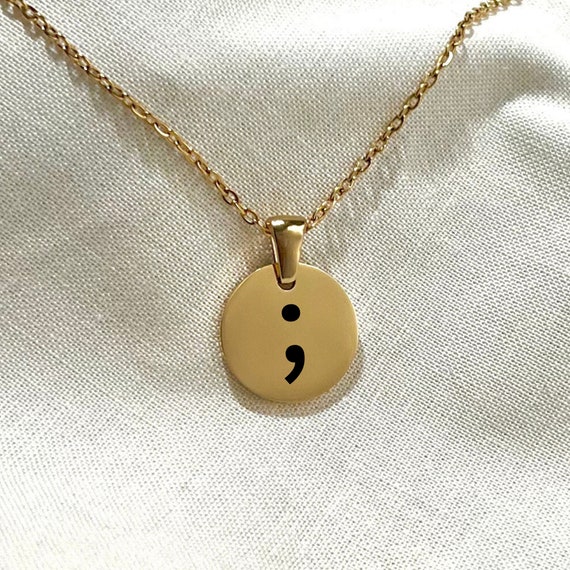 Personalized Semicolon Necklace Meaningful Grandma Mother Christmas Gift Gold Silver or Rose Gold Pendant Etsy