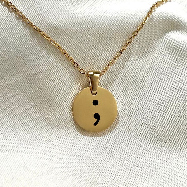 Semicolon Necklace Etsy