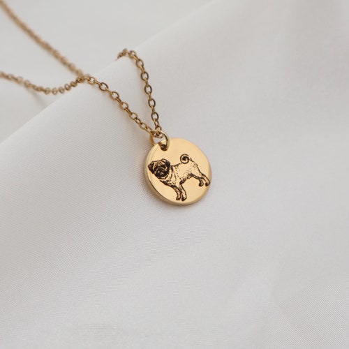 Collier carlin personnalisé - Bijoux personnalisés pour maman de chien - Or, argent, or rose