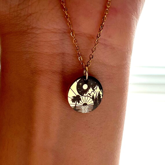 Yin Yang Symbol Sun Moon Buddhism Stars Necklace - Customizable Pendant