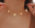 Vote Necklace 18K Gold and Silver in Stainless Steel Election Jewelry Political Gifts for Democrat Politicians Dainty Initial Necklaces