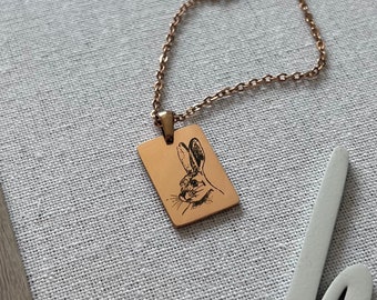 Personalized Rabbit Head Necklace - Elegant 18K Gold Plated Rabbit Art Necklace - Fertility and growth symbolism