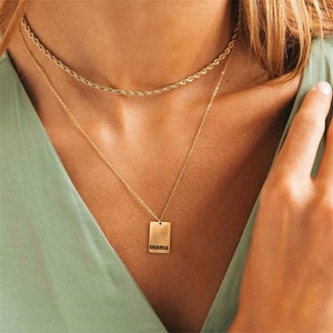 Custom Engraved Fashion Mama Necklace  - 18K GOLD Plated Gold, Silver, and Rose Gold in Stainless Steel -WATERPROOF -Mother's Day Jewelry