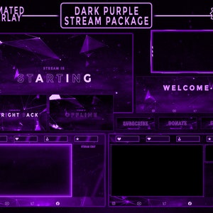 Animated Minimal Dark Purple Stream Overlay / Esthetique Theme / Synchronize / Animated Screens, Alerts, Webcam / Panels, Banner, Transition