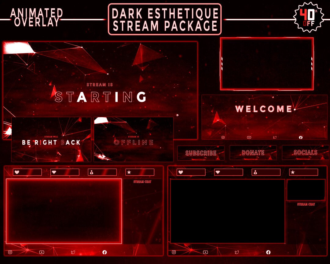 Streaming Layout Minimal Animated Minimal Red Stream Overlay / Esthetic Theme / Clean ...