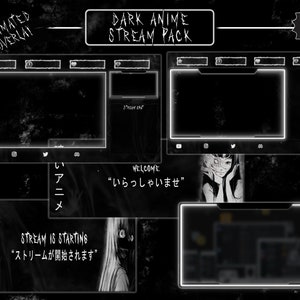 Animated Dark Anime Stream Overlay / Full Twitch Pack / Dark & Goth / Psycho / Animated Screens, Alerts, Webcam/ Panels, Banner, Transition