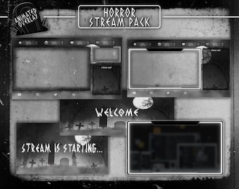 Animated Horror Stream Overlay / Full Twitch Pack / Dark&Goth / Animated Screens, Alerts, Webcam/ Panels, Banner