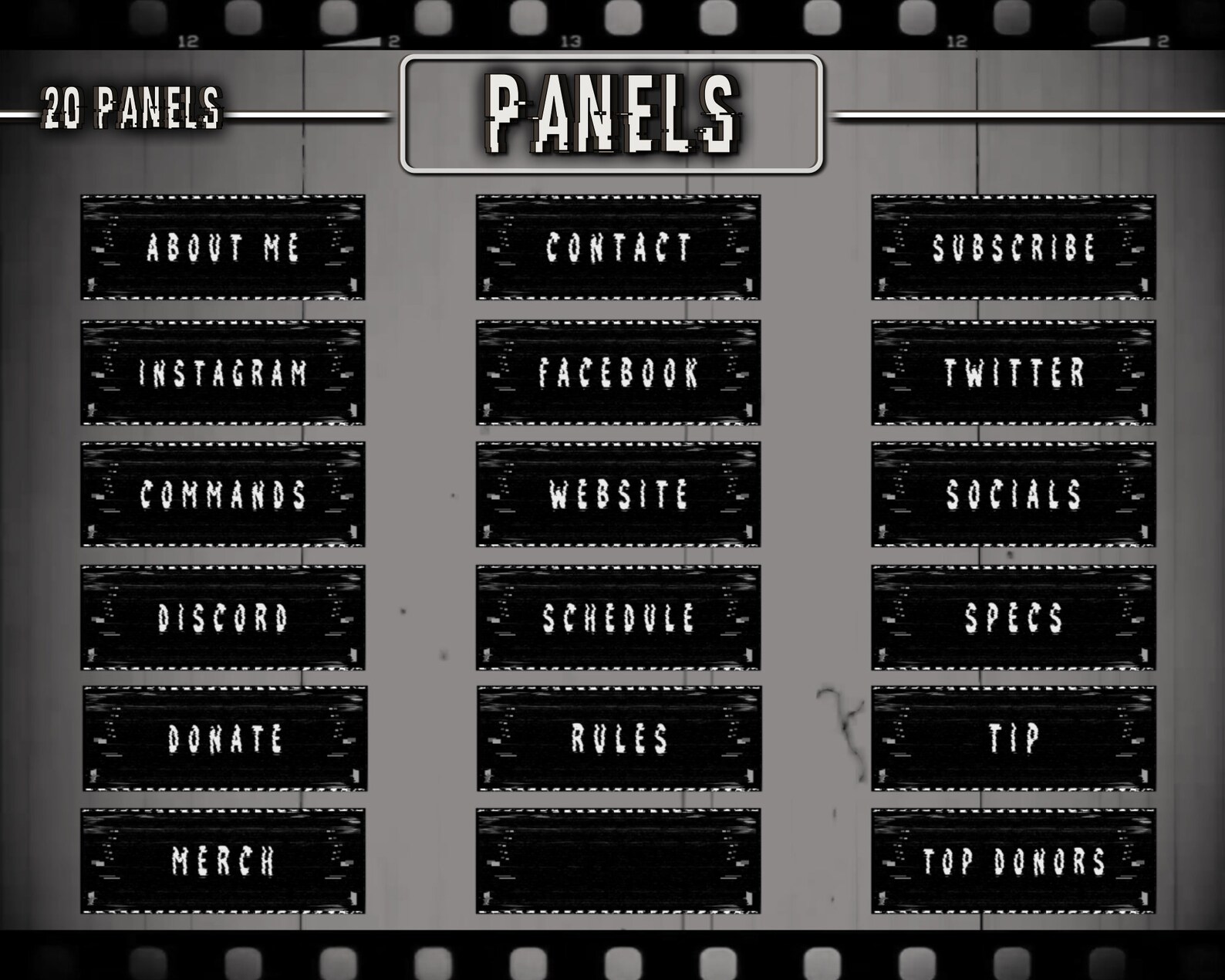 Animated Horror VHS Twitch Stream Overlay / Glitch & Noise / Old Movie ...