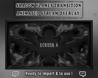 Dark Fire Twitch Transition - Shadow Flames - Black and White Cartoon Fire - Animated Stream Transition - Streamlabs - Obs