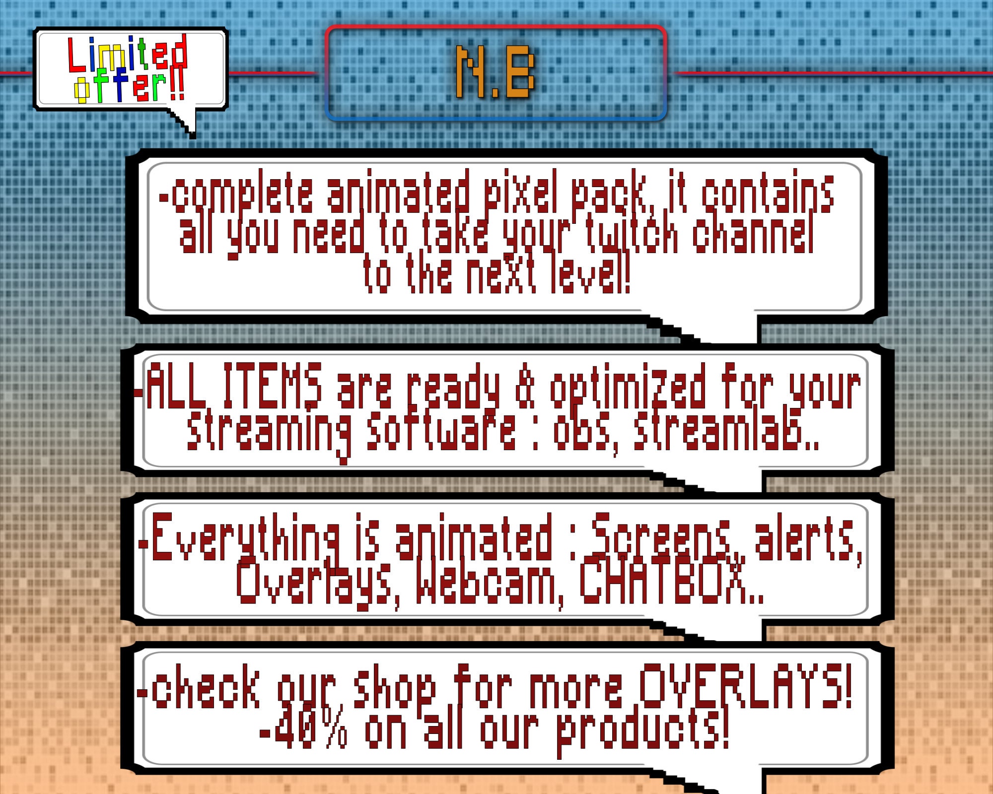 Animated Pixel World Stream Overlay / Full Twitch Pack / Game Boy ...