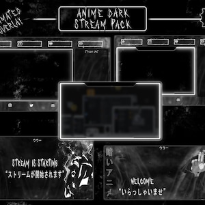 Animated Dark Anime Stream Overlay / Full Twitch Pack / Goth / Fantasy / Animated Screens, Alerts, Webcam / Pannels, Banner, Transition