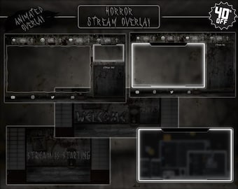 Animated Goth Horror Stream Overlay / Full Twitch Pack / Dark / Paranormal / Animated Screens, Alerts, Webcam/ Pannels, Banner, Transition