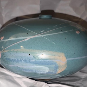 Jarrón de cerámica artística Mark Chamberlain Studio Art Pottery Weed Pot Cosmos USA