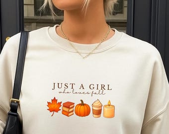 Sweat-shirt d'automne, col rond confortable avec motifs automnaux et mélange de coton doux