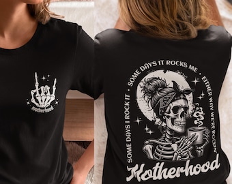 Motherhood Rock Skeleton Comfort Shirt, Trendy Mom Tee, Rocking Motherhood Shirt, Some Days I Rock It Shirt, Trendy Motherhood Shirt, Mama